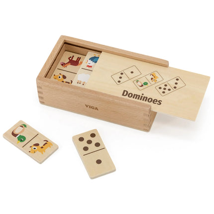 VIGA medinė domino 2 in 1 – gyvūnai ir skaičiai