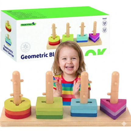 TOOKY TOY formų rūšiuoklis su spalvingomis Montessori kaladėlėmis