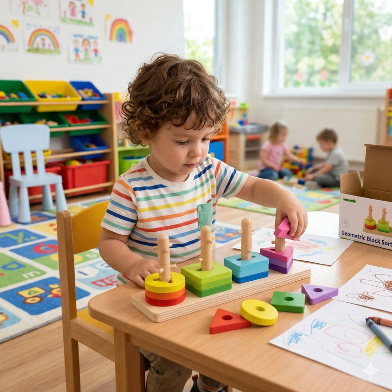 TOOKY TOY formų rūšiuoklis su spalvingomis Montessori kaladėlėmis