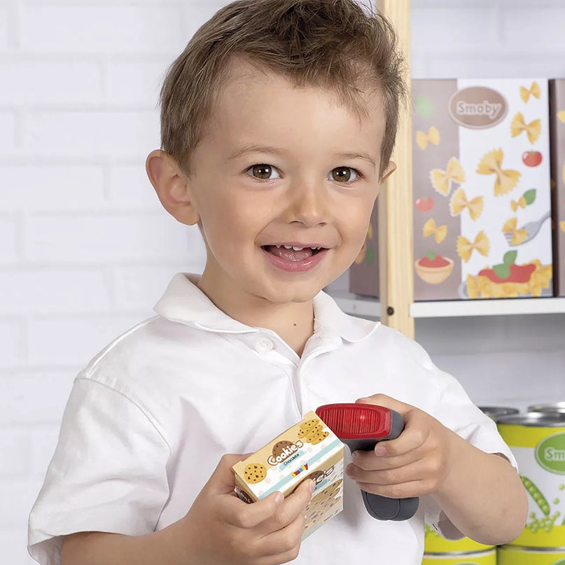 SMOBY elektroninės parduotuvės fondas su skaitytuvu ir masteliu