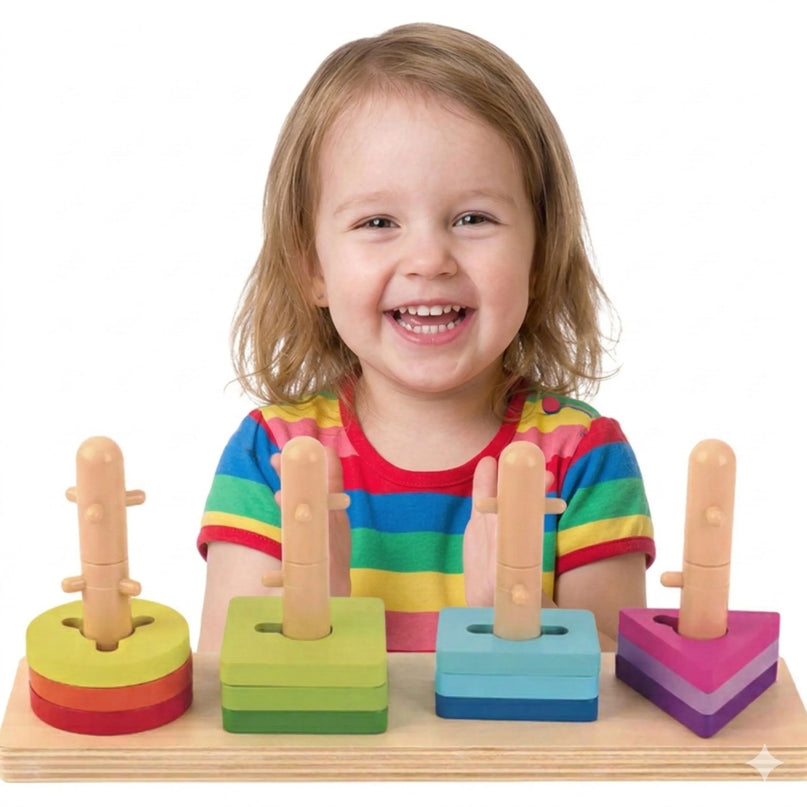TOOKY TOY formų rūšiuoklis su spalvingomis Montessori kaladėlėmis