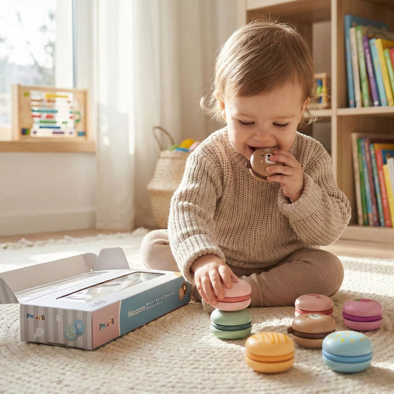 „VIGA PolarB medinių macarons rinkinys su Velcro jungtimis (6 vnt.)