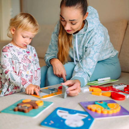 WOOPIE GREEN medinės dėlionės kaladėlės „Gyvūnai“ Montessori