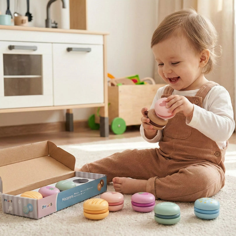 „VIGA PolarB medinių macarons rinkinys su Velcro jungtimis (6 vnt.)