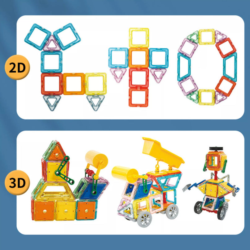 WOOPIE magnetinių 3D blokų transporto priemonių rinkinys 80vnt
