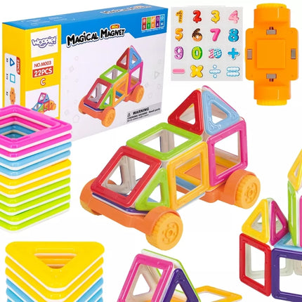 WOOPIE Magnetiniai blokai Transporto priemonių mini pastatai 22vnt
