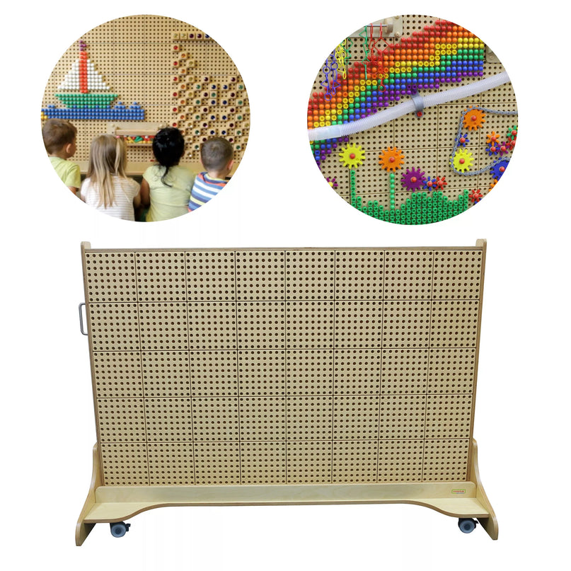 MASTERKIDZ STEM Manipulation Board – mobilus edukacinis manipuliacijų stendas su perforuota sienele