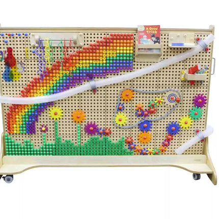 MASTERKIDZ STEM Manipulation Board – mobilus edukacinis manipuliacijų stendas su perforuota sienele