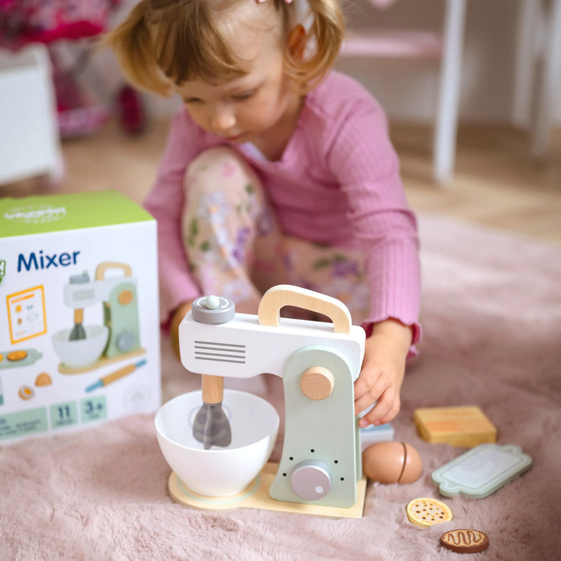 WOOPIE GREEN medinis virtuvės mikseris–blenderis su priedais