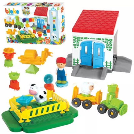 MOCHTOYS Plytos Ežiai Smeigtukai Plytos FARMA dėžutėje 100 vnt. + 3 paveikslai