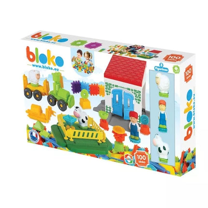 MOCHTOYS Plytos Ežiai Smeigtukai Plytos FARMA dėžutėje 100 vnt. + 3 paveikslai