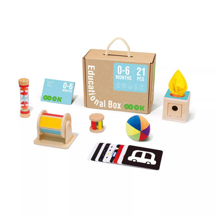 TOOKY TOY Žaislu dėžutė XXL Montessori dėžutė Edukacinė 6in1 Sensorinė 0-6 mėn.