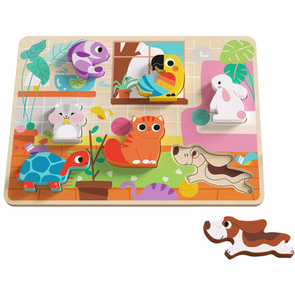 TOOKY TOY medinis Montessori dėlionės gyvūnams, namams, atitinkančioms formas