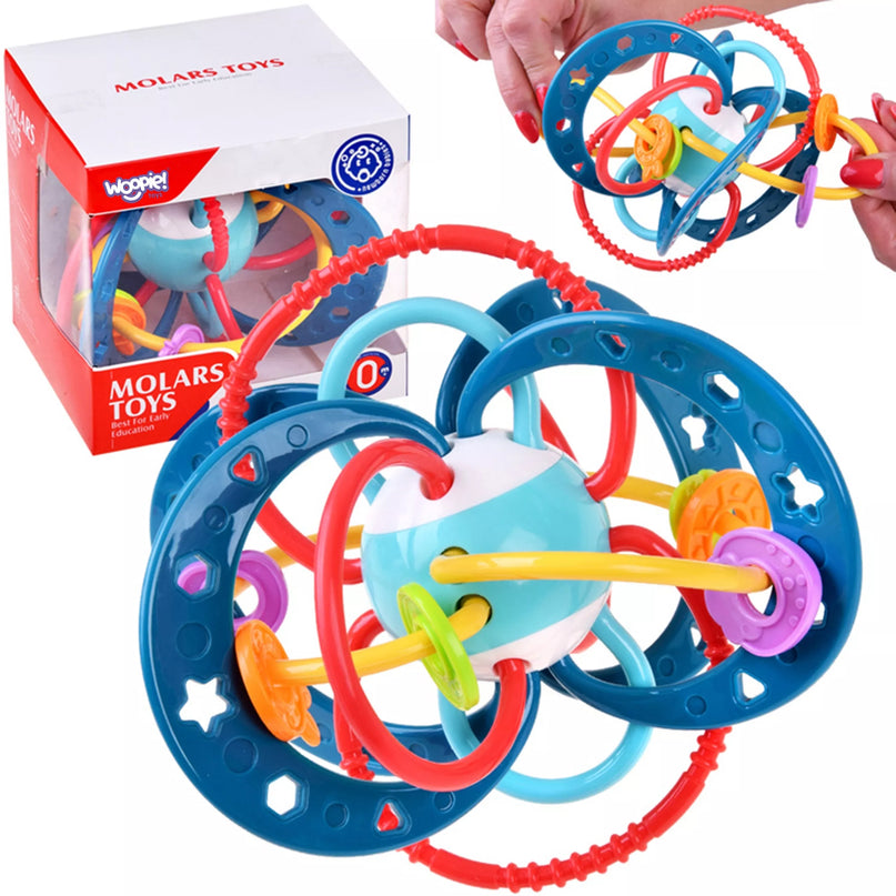 WOOPIE BABY 2in1 sensorinis žaislas, kramtukas, barškutis, Montessori
