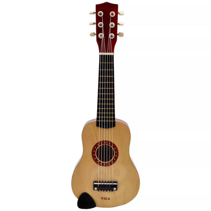 Viga medinė gitarėlė vaikams, natūrali, 21 colio, 6 stygos