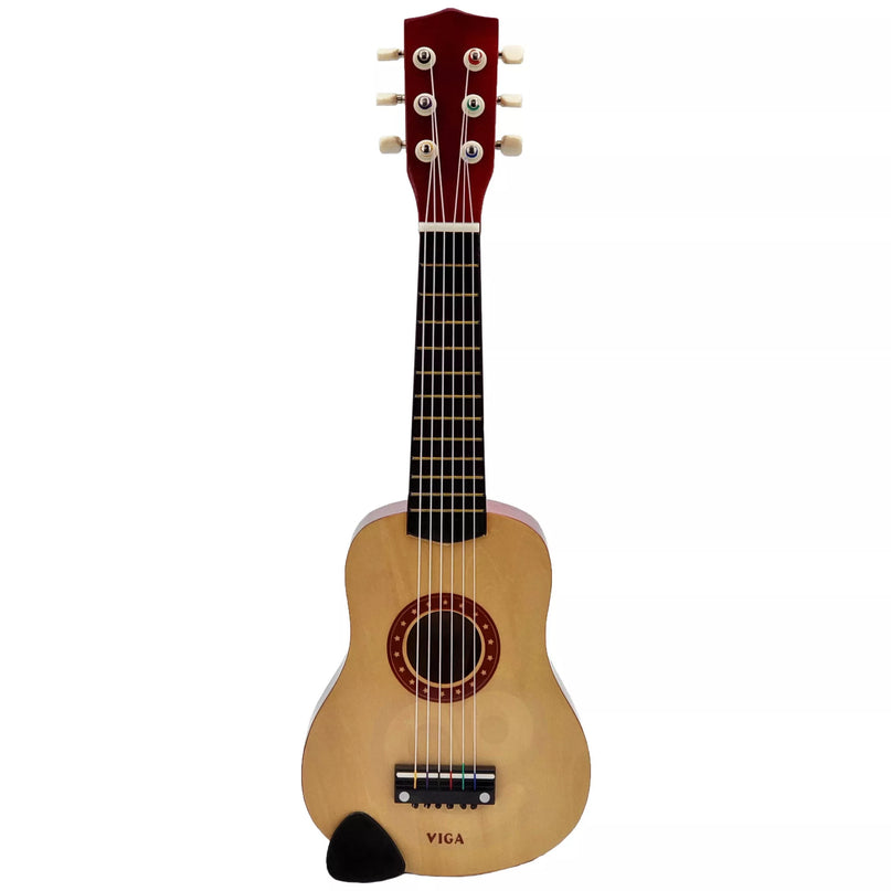 Viga medinė gitarėlė vaikams, natūrali, 21 colio, 6 stygos