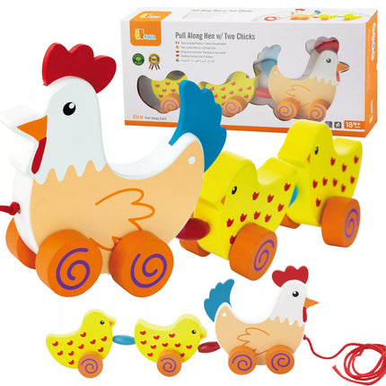 VIGA traukiamas žaislas – višta su viščiukais, 36 cm
