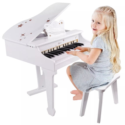 Classic World medinis pianinas su kėdute ir natomis