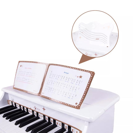 Classic World medinis pianinas su kėdute ir natomis