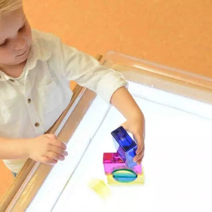 Masterkidz kvadratinis akrilinis konteineris – tvirtas, skaidrus ir universalus sensoriniams žaidimams