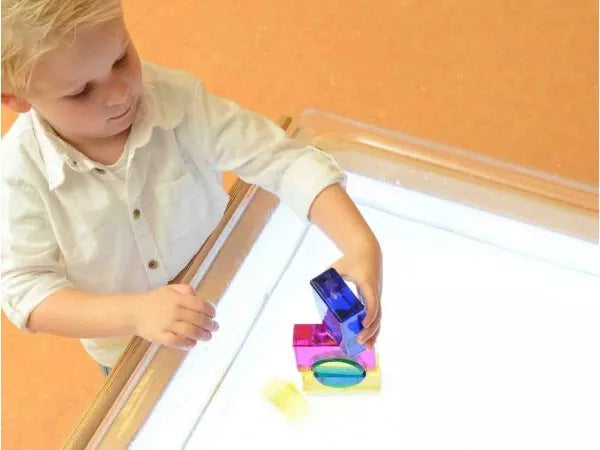 Masterkidz kvadratinis akrilinis konteineris – tvirtas, skaidrus ir universalus sensoriniams žaidimams