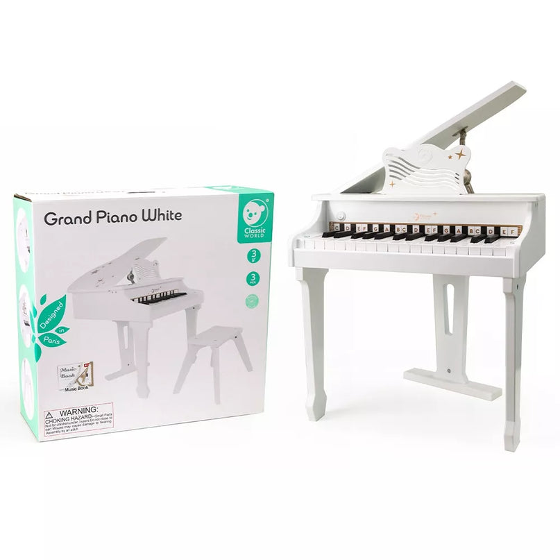Classic World medinis pianinas su kėdute ir natomis