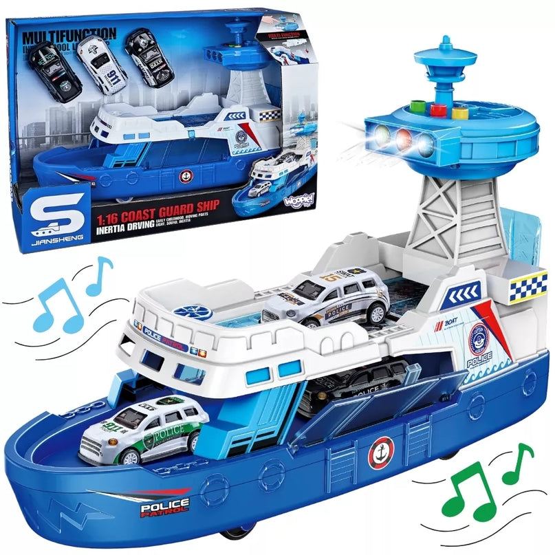WOOPIE interaktyvus policijos patrulinis kateris – mastelis 1:16 + 3 automobiliai