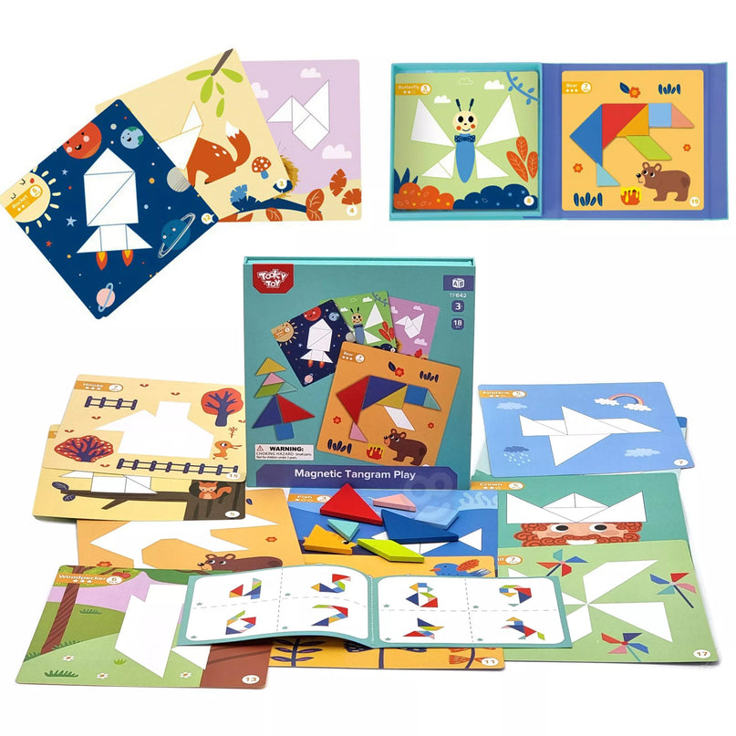 TOOKY TOY Tangram dėlionė Dėlionė vaikams Lavinimosi figūros Figūrėlės Formos 18 vnt.