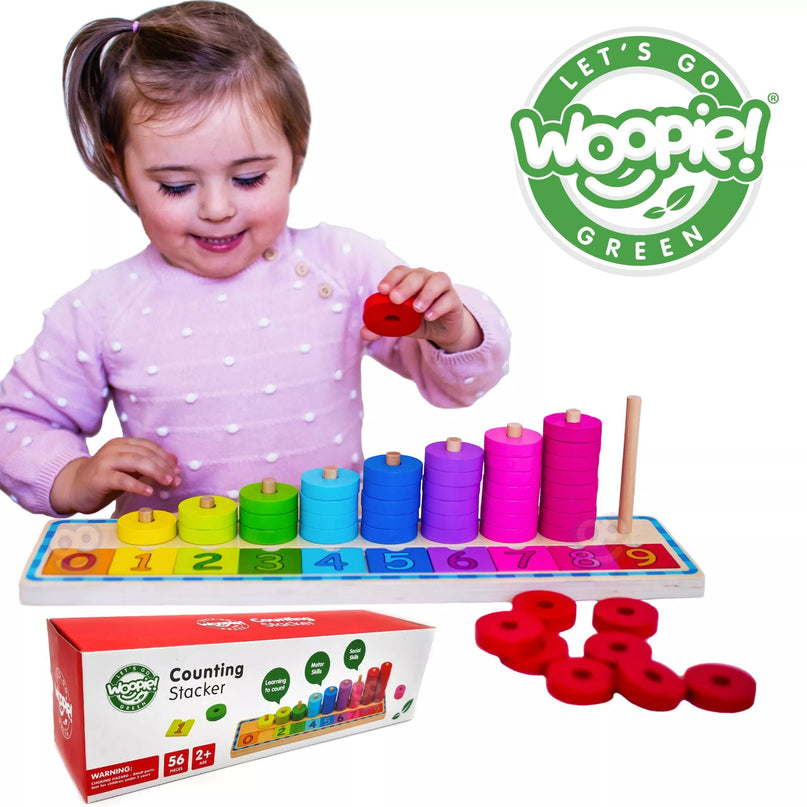 WOOPIE GREEN Montessori dėlionė skaičiuoti ir spalvinti, 56 vnt.