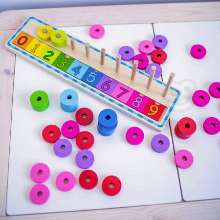 WOOPIE GREEN Montessori dėlionė skaičiuoti ir spalvinti, 56 vnt.