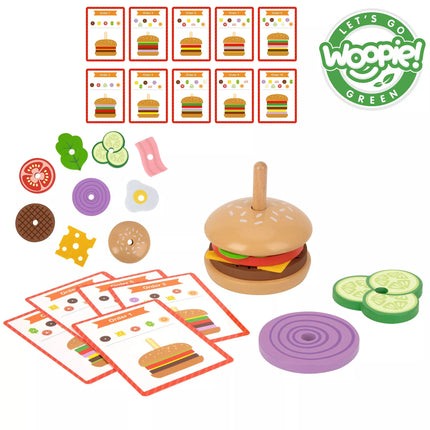Woopie GREEN medinis burgeris (15 el.) – kūrybinė ir loginė dėlionė