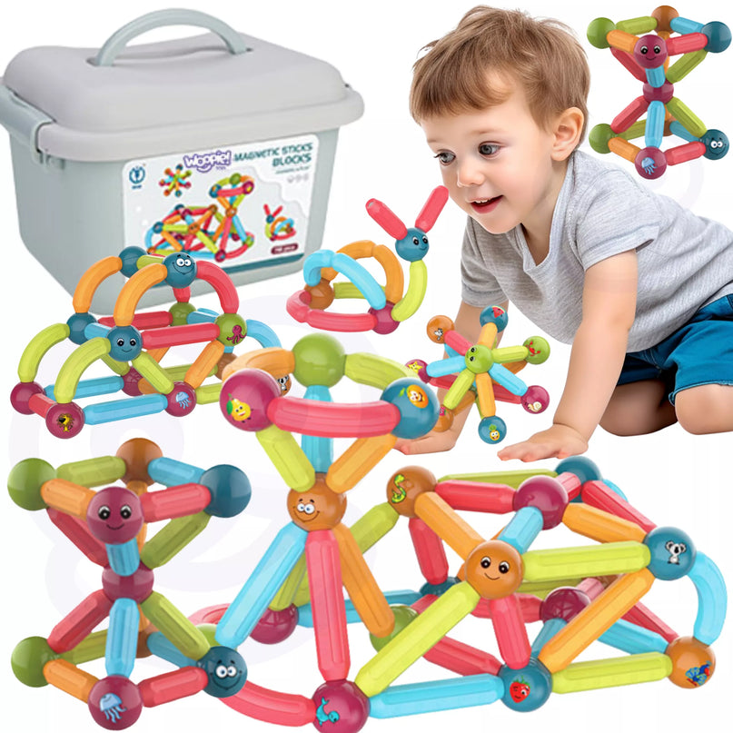 Magnetinės konstrukcijos Statybiniai blokai Mokomieji 76 vnt.
