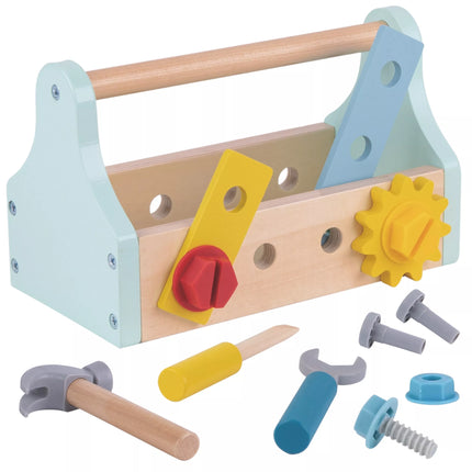 TOOKY TOY medinių įrankių dėžių rinkinys, 18 vnt.