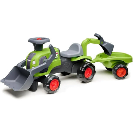 FALK „Baby Claas“ važiuojamas traktorius su ekskavatoriumi, kaušu ir priekaba