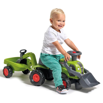 FALK „Baby Claas“ važiuojamas traktorius su ekskavatoriumi, kaušu ir priekaba