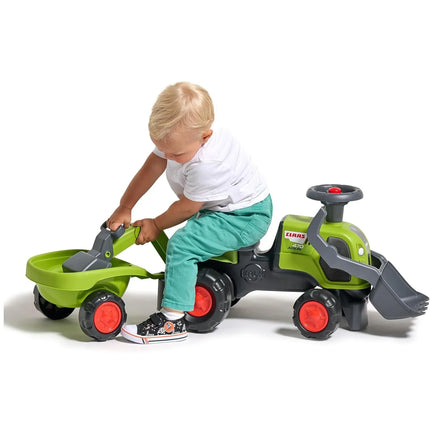 FALK „Baby Claas“ važiuojamas traktorius su ekskavatoriumi, kaušu ir priekaba