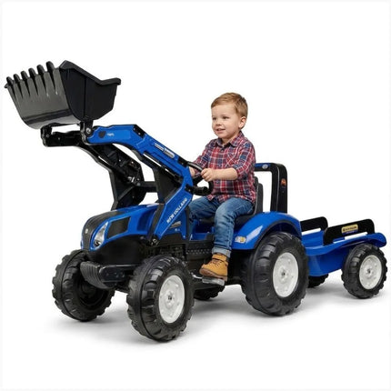 FALK New Holland T8 Eco Design pedalinis traktorius su kaušu ir priekaba