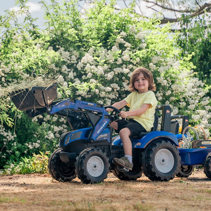 FALK New Holland T8 Eco Design pedalinis traktorius su kaušu ir priekaba