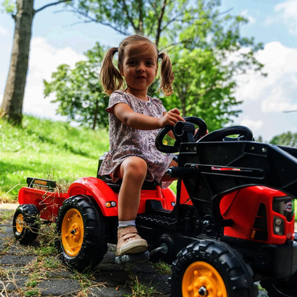 FALK Supercharger Red Eco Design pedalinis traktorius–ekskavatorius su priekaba