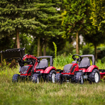 FALK Valtra S4 pedalinis traktorius su kaušu ir priekaba