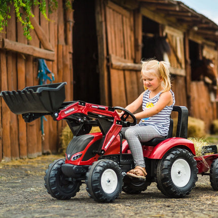 FALK Valtra S4 pedalinis traktorius su kaušu ir priekaba