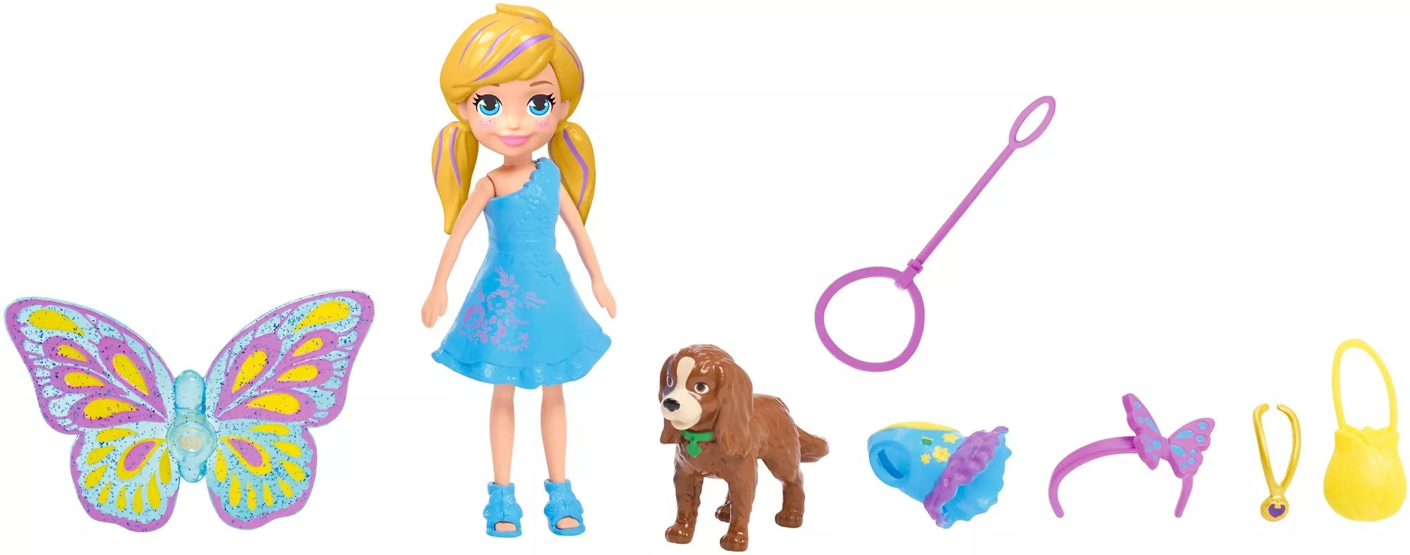 Polly Pocket lėlytė + rūbeliai ir aksesuarai