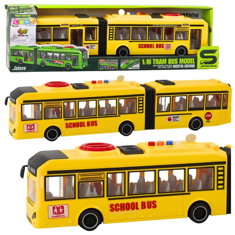 Geltonas šarnyrinis mokyklinis autobusas 1:16