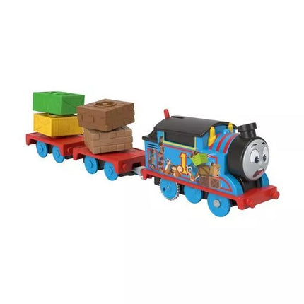 THOMAS AND FRIENDS motorizuotas teminis garvežiukas su vagonu (HFX97)