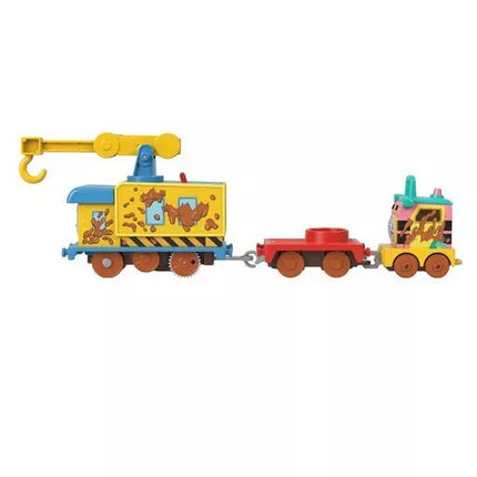 THOMAS AND FRIENDS motorizuotas teminis garvežiukas su vagonu (HFX97)