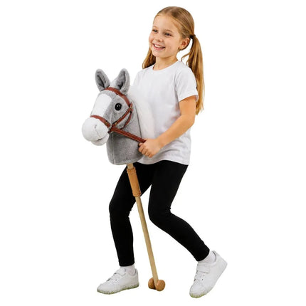 Hobby Horse – pilkas, 100 cm, su garsais ir ratukais