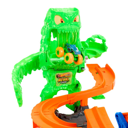 HOT WHEELS MONSTER TRUCKS MUTANT CHAOS trasa su slaimu – Monstro sunaikinimas (JMK90)
