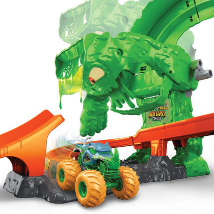 HOT WHEELS MONSTER TRUCKS MUTANT CHAOS trasa su slaimu – Monstro sunaikinimas (JMK90)