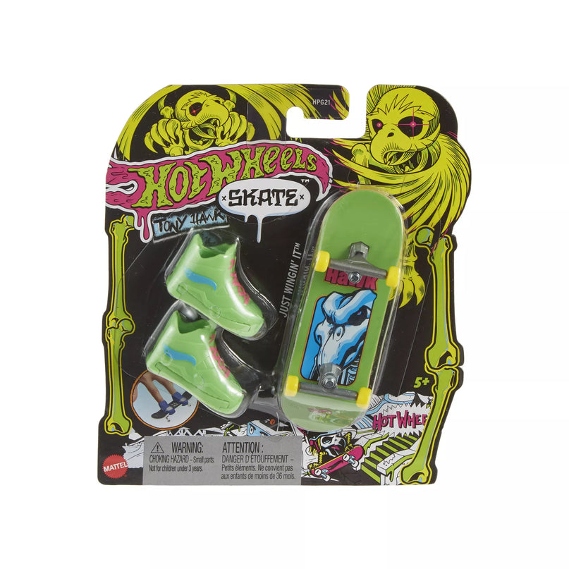 HOT WHEELS pirštų riedlentė su neoninėmis kaukolėmis, ikvėptos Tony Hawk (HPG21)