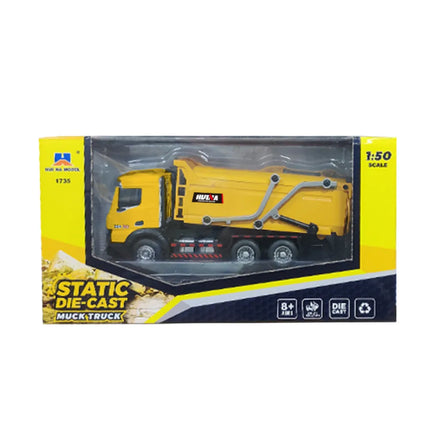 HUINA 1:50 metalinis geltonas šiukšliavežis